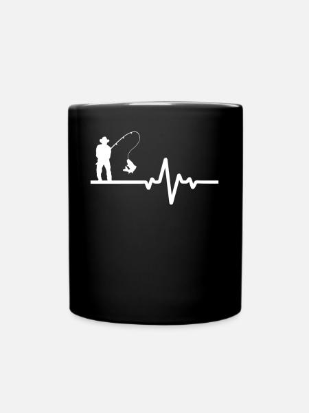 Hobbyangler Mit EKG Linie - Tasse einfarbig - Schwarz