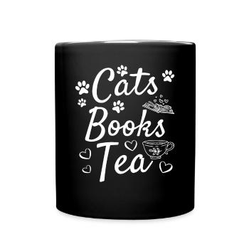 Chats lisant des livres Livre de bibliothèque de thé - Mug uni - noir - Devant