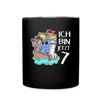 Geburtstag 7 Jahre Piraten Geschenk - Tasse einfarbig - Schwarz - Vorne