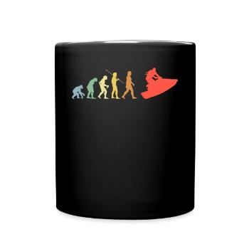 Jetski Evolution Retro Wasserfahrzeug Jetskifahrer - Tasse einfarbig - Schwarz - Vorne
