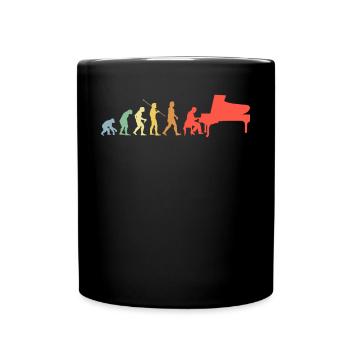 Piano Evolution Retro Grand Piano Piano Player - Full Colour Mug - black - Front
