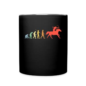 Pferd Und Bogen Evolution Retro Reiten Geschenk - Tasse einfarbig - Schwarz - Vorne