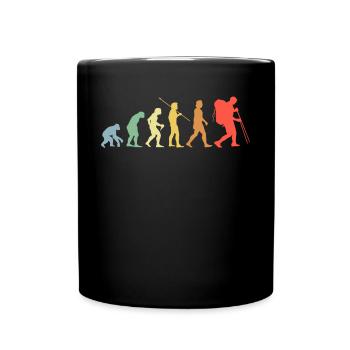 Hiking Evolution Retro Mountain Run Hikers - Full Colour Mug - black - Front