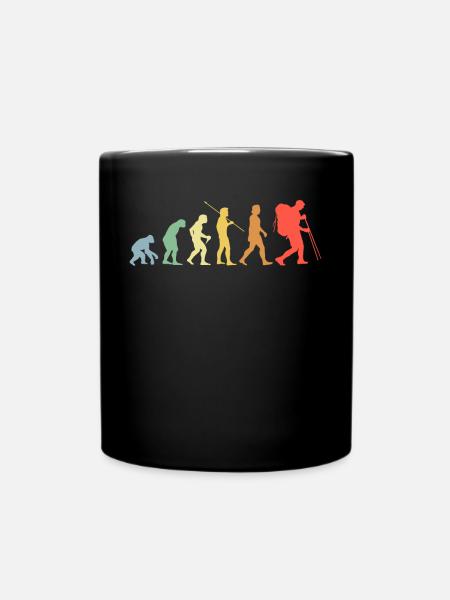 Wandern Evolution Retro Berglauf Wanderer - Tasse einfarbig - Schwarz