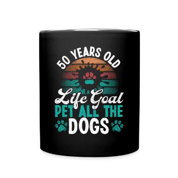 50ème anniversaire Animal tous les chiens Chien Papa 50 ans - Mug uni - noir - Devant