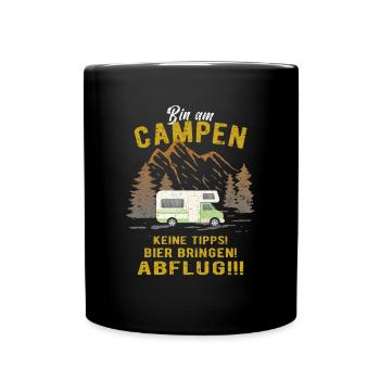 Wohnmobil Camping - Tasse einfarbig - Schwarz - Vorne