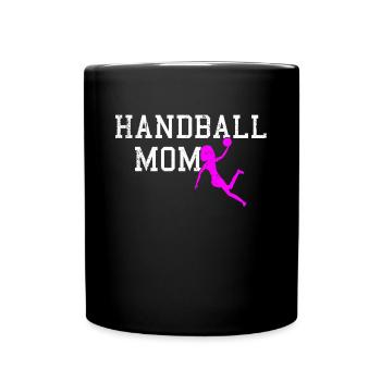handball mom - Tasse einfarbig - Schwarz - Vorne