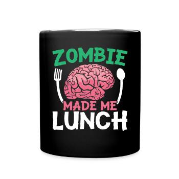 Zombie Made Me Lunch Halloween Trick Or Treat - Mug uni - noir - Devant