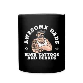 Awesome Dads Have Tattoos And Beards Best Daddy - Full Colour Mug - black - Front