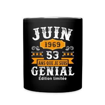 53 Ans Anniversaire Vintage Né(e) en Juin 1969 - Mug uni - noir - Devant