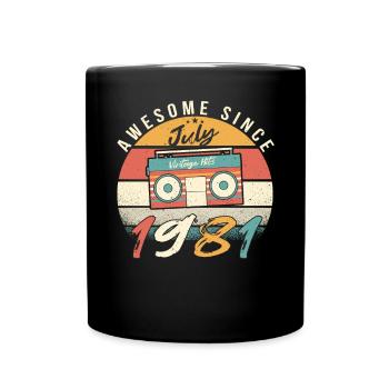 1981 Juli Geschenkidee - Tasse einfarbig - Schwarz - Vorne