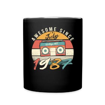 Baujahr 1987 Im Juli - Tasse einfarbig - Schwarz - Vorne