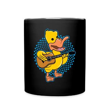 Duck Playing Guitar - Full Colour Mug - black - Front