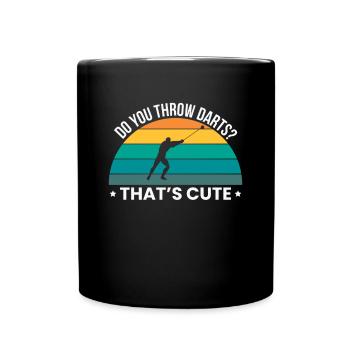 Do You Throw Darts? Thats Cute Hammer Thrower Shirt - Full Colour Mug - black - Front