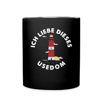 Ich liebe dieses Usedom Ostsee - Leuchtturm Anker - Tasse einfarbig - Schwarz - Vorne
