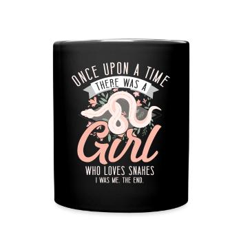 Snake Serpent Girl Flower Floral - Full Colour Mug - black - Front