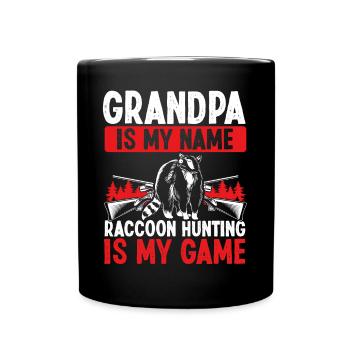 Grandpa Raccoon Hunting Funny Raccoon Slayer - Full Colour Mug - black - Front
