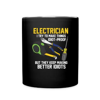 Elektriker Electricians Electrician Dad Spruch - Tasse einfarbig - Schwarz - Vorne