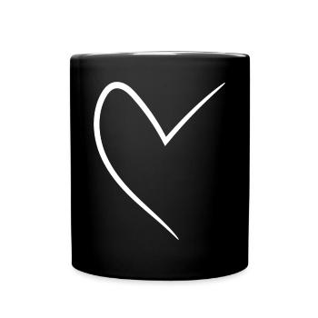 Weisses Halbes Herz - Tasse einfarbig - Schwarz - Vorne