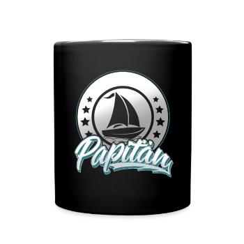 Papitän Segeln Segler Segelboot Vater Kapitän Papa - Tasse einfarbig - Schwarz - Vorne