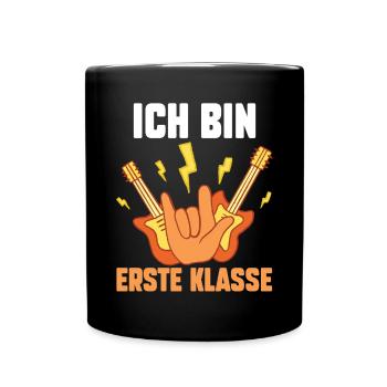 Schulkind Erste Klasse Gitarre Einschulung Schulan - Tasse einfarbig - Schwarz - Vorne