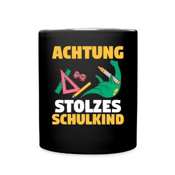 Dinosaurier Schulkind Schüler Schulanfang Einschul - Tasse einfarbig - Schwarz - Vorne