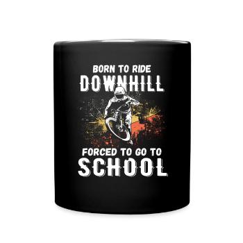 Vers la descente Né à l’école VTT forcé - Mug uni - noir - Devant
