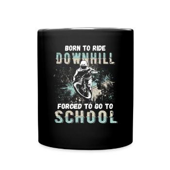 Vers la descente Né à l’école VTT forcé - Mug uni - noir - Devant