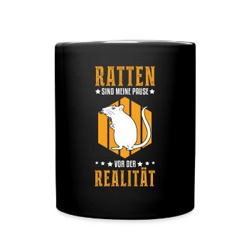 Ratten sind meine Pause vor der Realität - Tasse einfarbig - Schwarz - Vorne