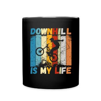 Downhill is My Life MTB RetroVintage - Full Colour Mug - black - Front