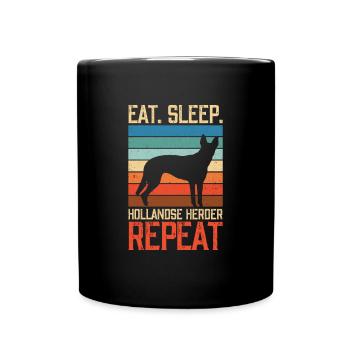 Manger dormir Hollandse Herder Répéter - Mug uni - noir - Devant