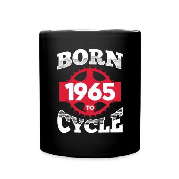 Geboren 1965 zum Radfahren Geburtstag Fahrrad Rad - Tasse einfarbig - Schwarz - Vorne