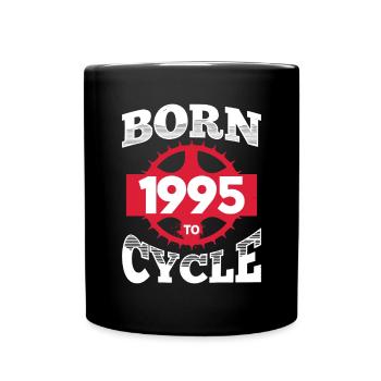 Geboren 1995 zum Radfahren Geburtstag Fahrrad Rad - Tasse einfarbig - Schwarz - Vorne