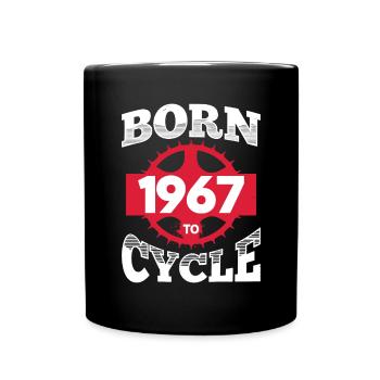 Geboren 1967 zum Radfahren Geburtstag Fahrrad Rad - Tasse einfarbig - Schwarz - Vorne