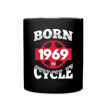 Geboren 1969 zum Radfahren Geburtstag Fahrrad Rad - Tasse einfarbig - Schwarz - Vorne