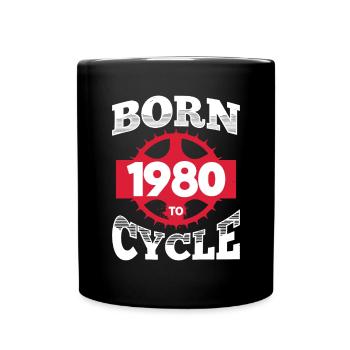 Geboren 1980 zum Radfahren Geburtstag Fahrrad Rad - Tasse einfarbig - Schwarz - Vorne