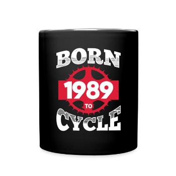 Geboren 1989 zum Radfahren Geburtstag Fahrrad Rad - Tasse einfarbig - Schwarz - Vorne