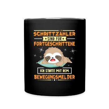 Schrittzähler Ich starte mit dem Bewegungsmelder - Tasse einfarbig - Schwarz - Vorne
