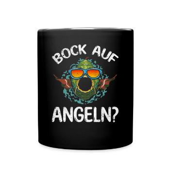 Fisch Angler Fischer Forellen Angeln - Bock auf - Tasse einfarbig - Schwarz - Vorne