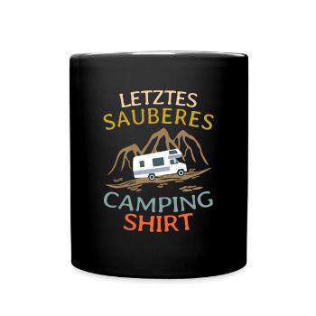 Lustiges Wohnmobil Camping - Tasse einfarbig - Schwarz - Vorne