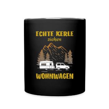 Wohnwagen Camper lustig - Tasse einfarbig - Schwarz - Vorne