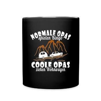 Wohnwagen Opa Enkel - Tasse einfarbig - Schwarz - Vorne