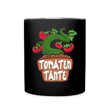 Tomaten Tante Gärtnerin Gartenarbeit - Tasse einfarbig - Schwarz - Vorne