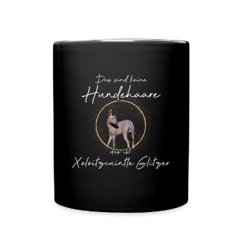 eine Hundehaare das ist Xoloitzcuintle Glitzer - Tasse einfarbig - Schwarz - Vorne