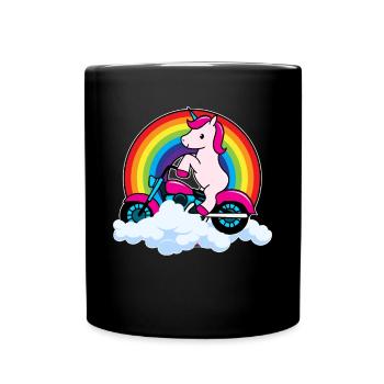 Unicorn Riding Motorbike - Full Colour Mug - black - Front