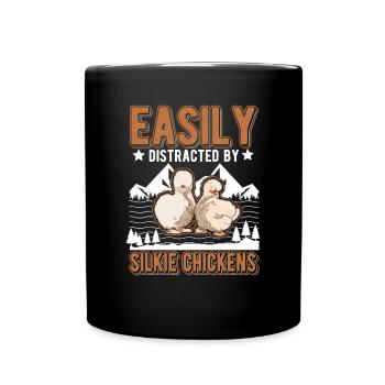 Facilement distrait par Silkie Chickens Silk Chicken - Mug uni - noir - Devant