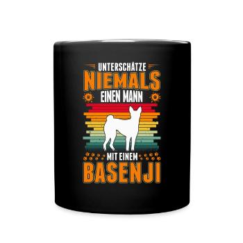 Basenji Mann Kongoterrier - Tasse einfarbig - Schwarz - Vorne