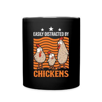 Facilement distrait par Chickens Hühner - Mug uni - noir - Devant