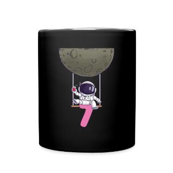 7. Geburtstag Astronaut 7 Jahre Weltraum Galaxie - Tasse einfarbig - Schwarz - Vorne