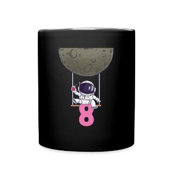 8. Geburtstag Astronaut 8 Jahre Weltraum Galaxie - Tasse einfarbig - Schwarz - Vorne